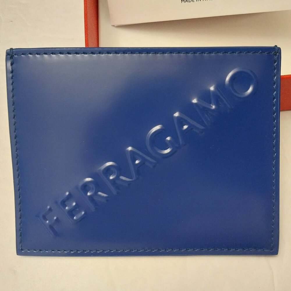 Ferragamo Leather Card Holder Lapis Blue - Picture 3 of 5